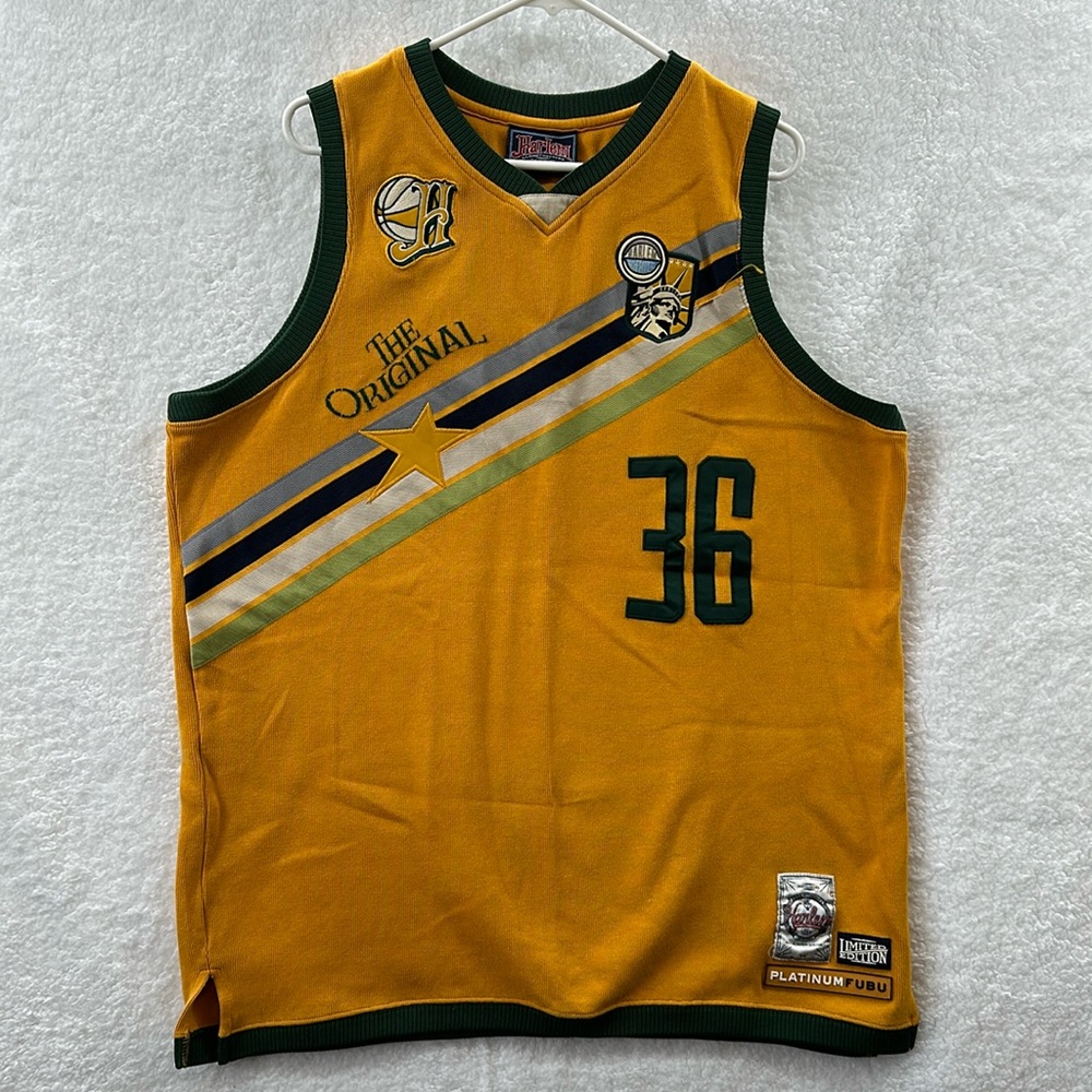 Vintage Harlem Globetrotters #36 Meadowlark FUBU Platinum Basketball Jersey XL